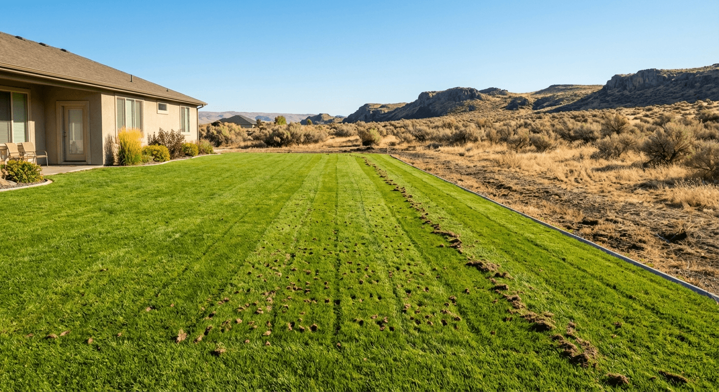 Healthy lawn after aeration and dethatching