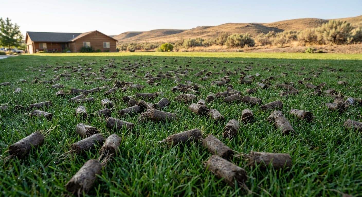 Thatch removal revealing healthy soil
