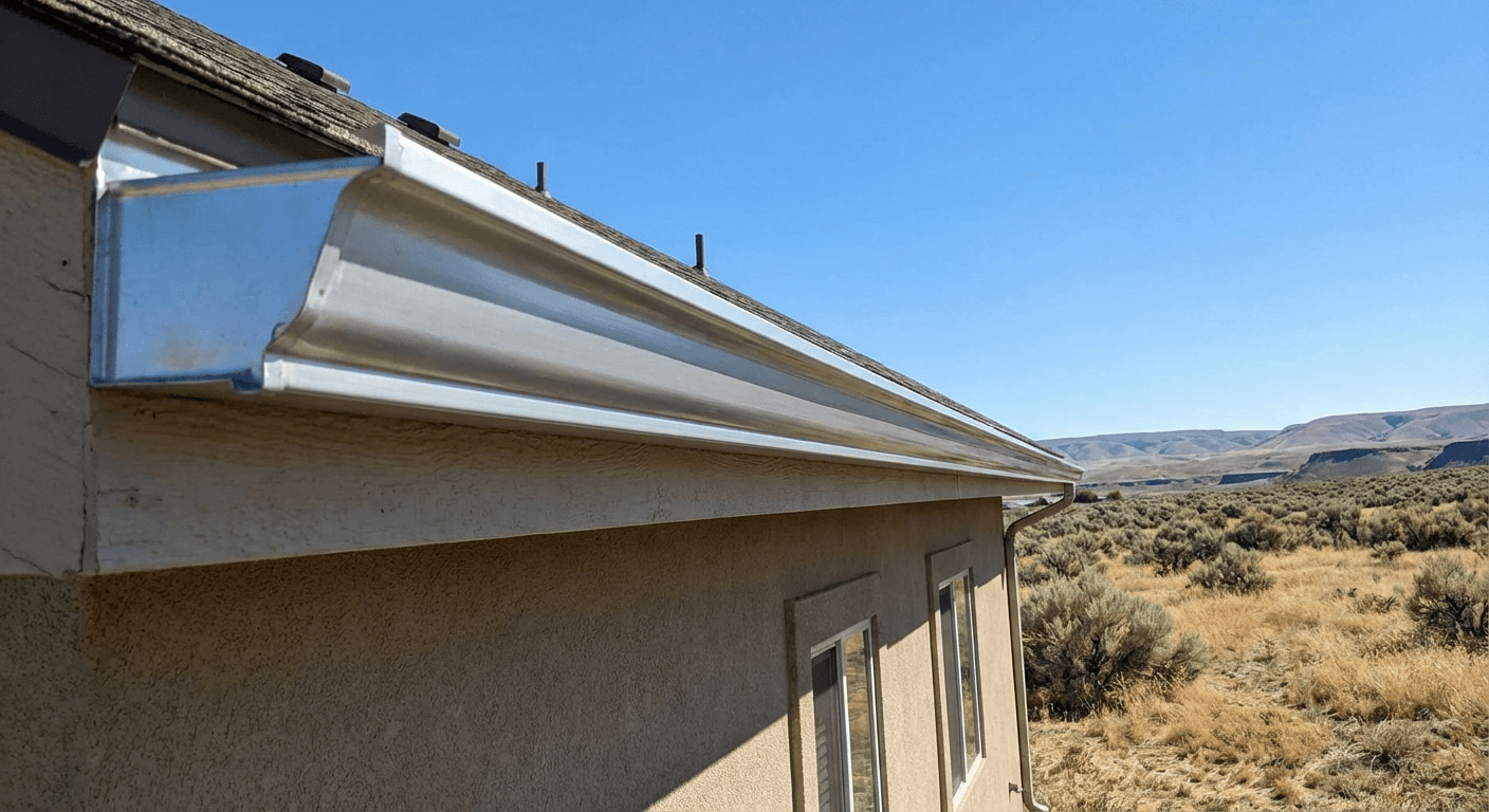 Gutter debris removal in progress