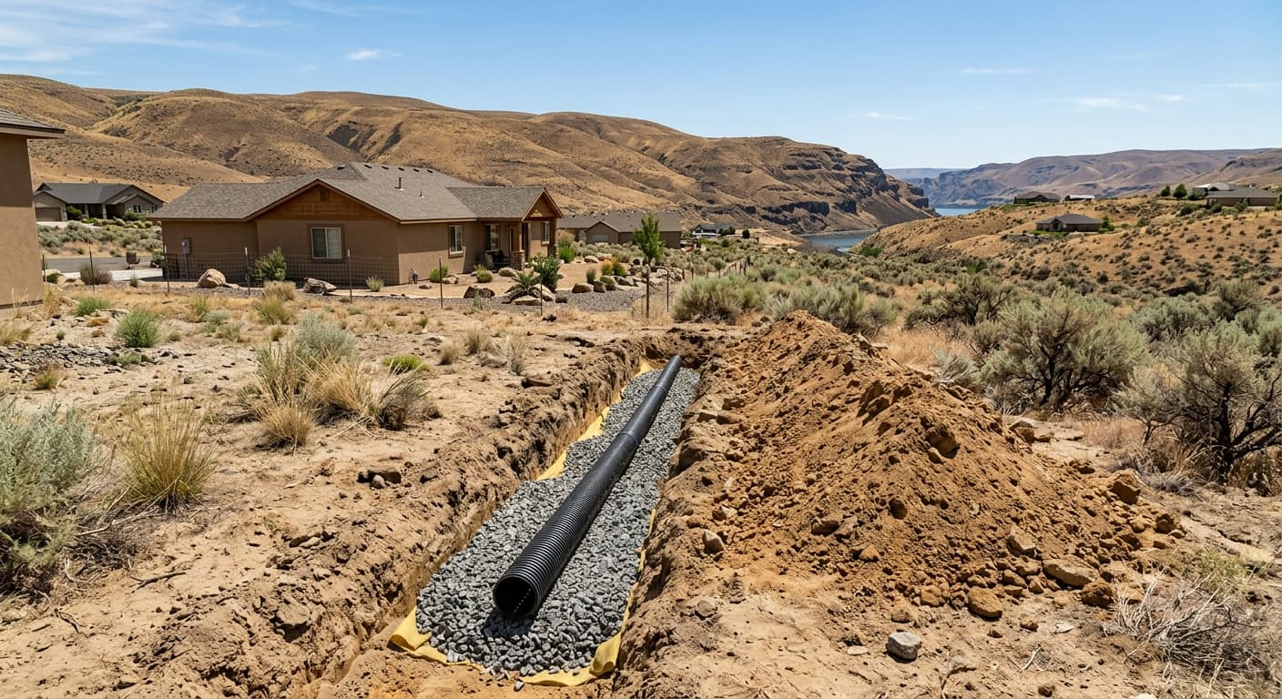 Drainage with decorative rock