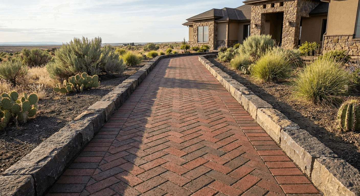 Camino de pavers profesionalmente instalado en propiedad de la Cuenca de Columbia