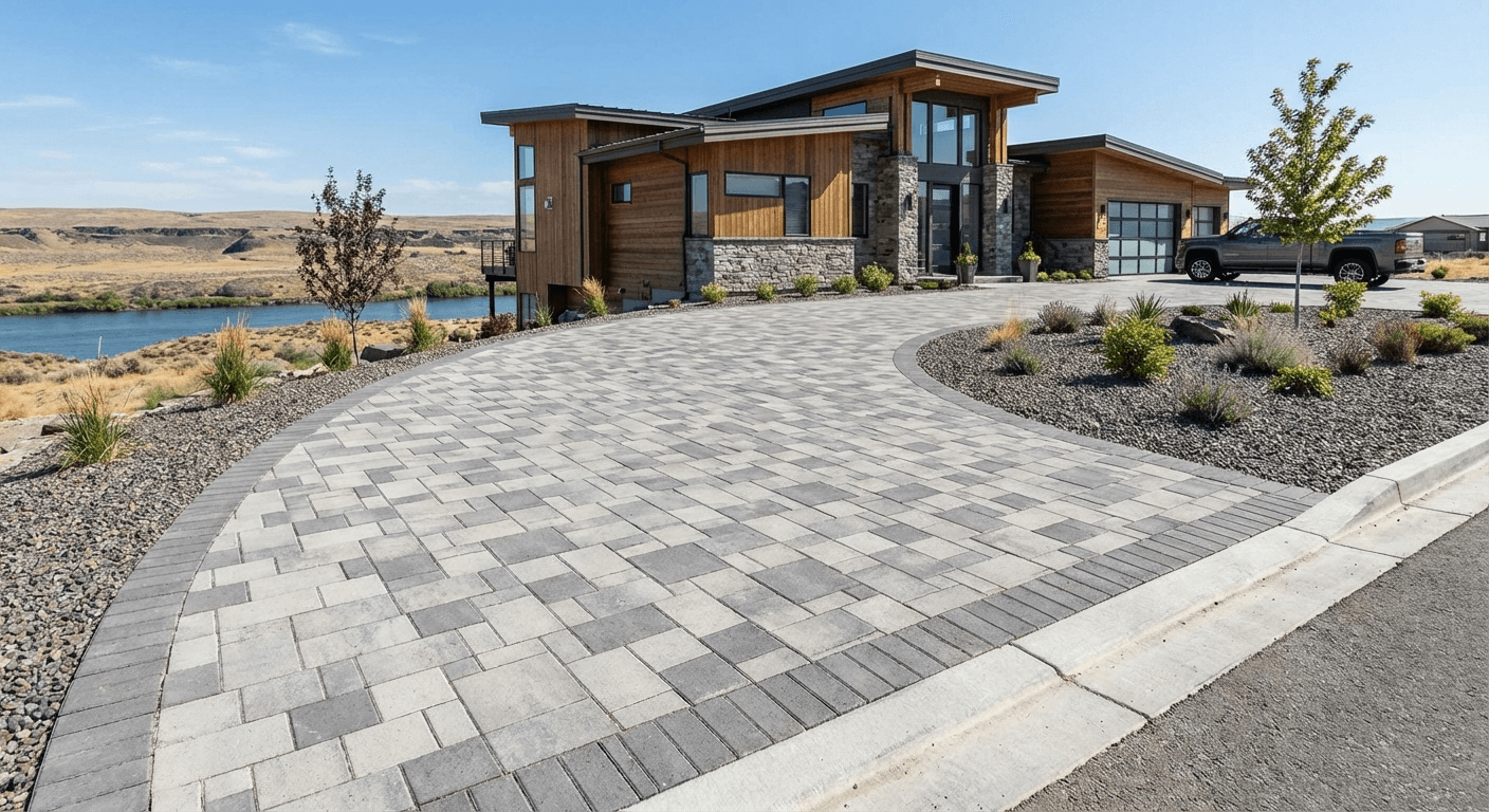 Entrada de pavers con dise\u00f1o personalizado