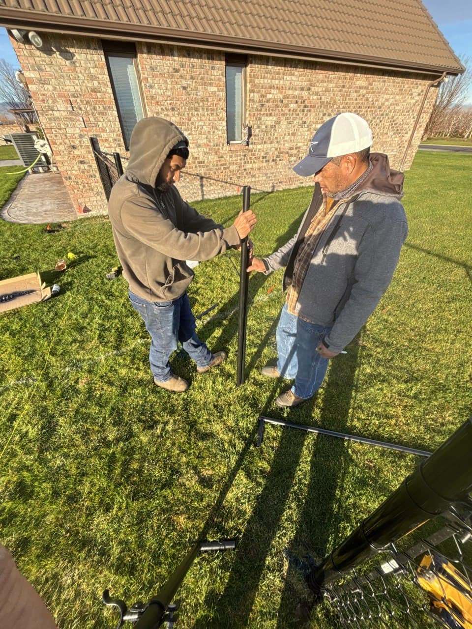 Fence post installation in progress